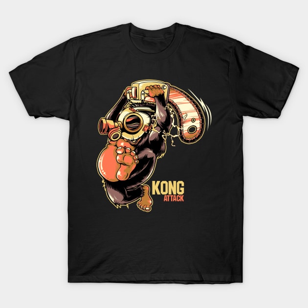 Cute King Kong Monkey Mask Attack T-Shirt by anubis1986